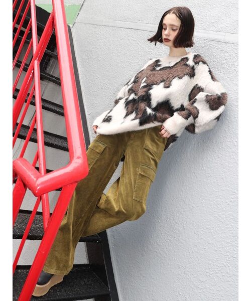 EVRIS（エヴリス）の「コーデュロイワークパンツ（その他パンツ・レディース・グリーン/ベージュ・SMALL/MEDIUM）」の7枚目の写真