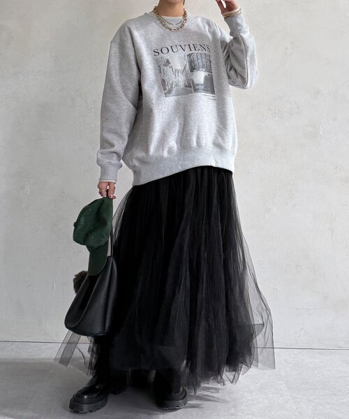 DouDou(ドゥドゥ)の「【WEB限定】バックジップフォト裏ボアトップス(Tシャツ/カットソー・レディース・グレー/ベージュ/ダークグレー・FREE)」の4枚目の写真