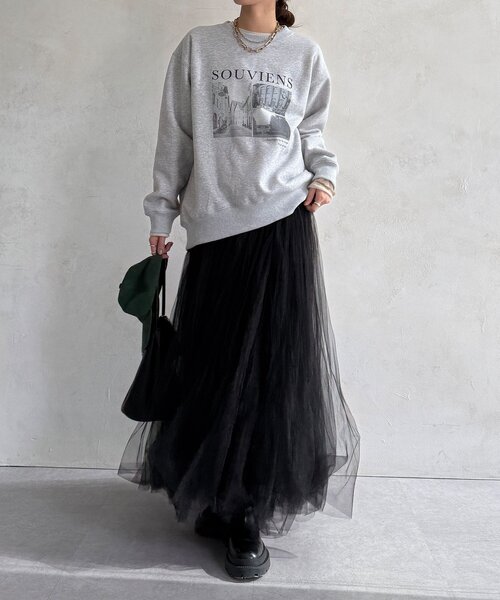 DouDou(ドゥドゥ)の「【WEB限定】バックジップフォト裏ボアトップス(Tシャツ/カットソー・レディース・グレー/ベージュ/ダークグレー・FREE)」の6枚目の写真
