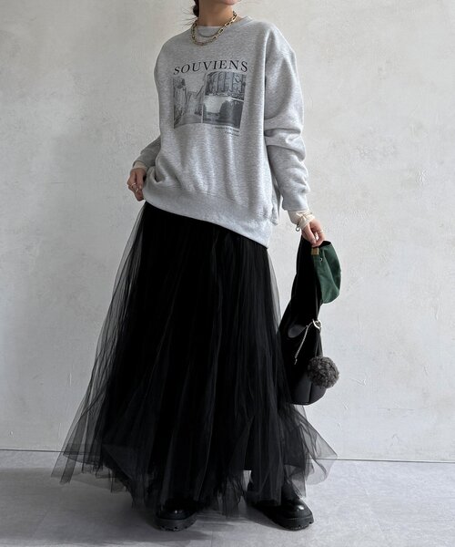 DouDou(ドゥドゥ)の「【WEB限定】バックジップフォト裏ボアトップス(Tシャツ/カットソー・レディース・グレー/ベージュ/ダークグレー・FREE)」の7枚目の写真