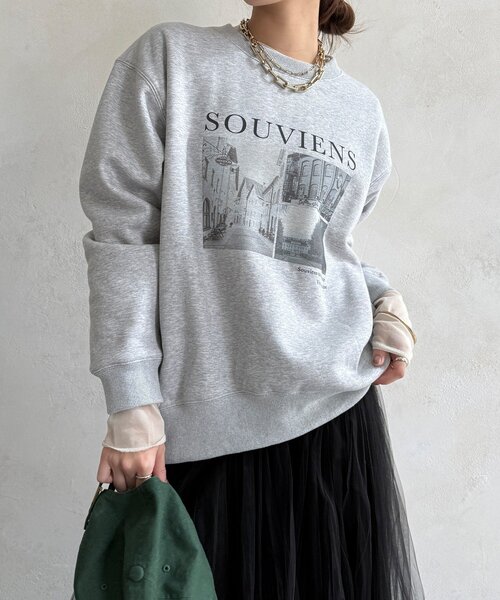 DouDou(ドゥドゥ)の「【WEB限定】バックジップフォト裏ボアトップス(Tシャツ/カットソー・レディース・グレー/ベージュ/ダークグレー・FREE)」の9枚目の写真