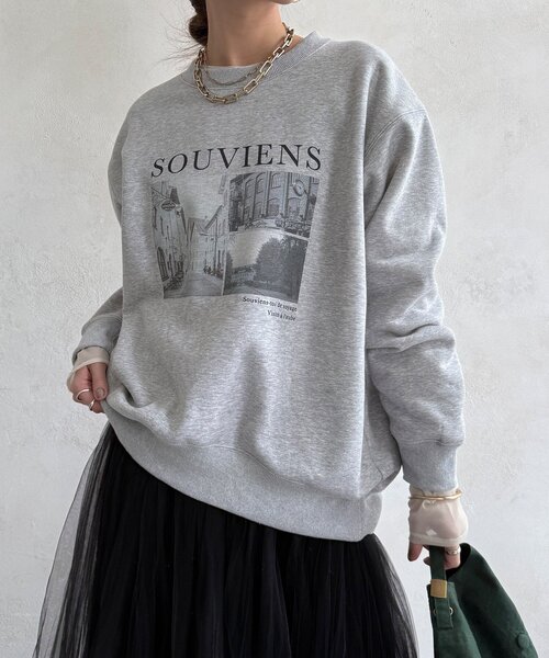 DouDou(ドゥドゥ)の「【WEB限定】バックジップフォト裏ボアトップス(Tシャツ/カットソー・レディース・グレー/ベージュ/ダークグレー・FREE)」の11枚目の写真
