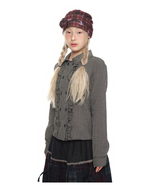 youthbath(ユースバース)の「Double Button Frill Check Shirt_black(シャツ/ブラウス・レディース・その他・SMALL/MEDIUM)」の2枚目の写真