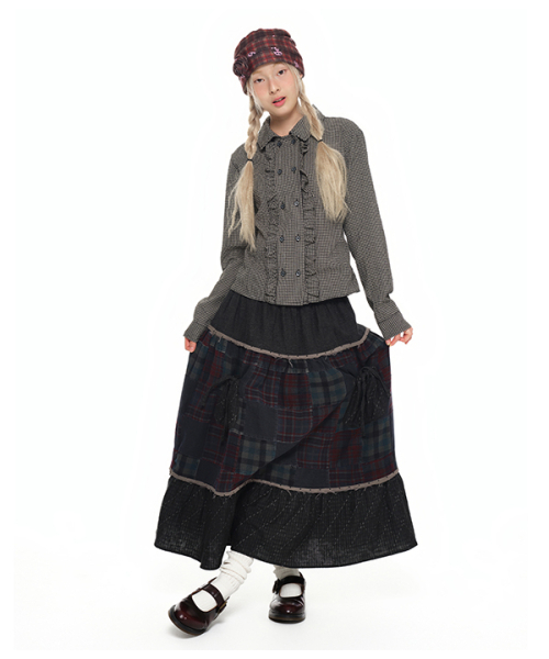 youthbath(ユースバース)の「Double Button Frill Check Shirt_black(シャツ/ブラウス・レディース・その他・SMALL/MEDIUM)」の5枚目の写真