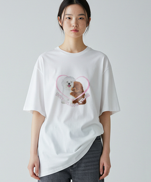 MATCHGLOBE(マッチグローブ)の「ポジティブバイブオーバーサイズTシャツ(ホワイト)(Tシャツ/カットソー・レディース・その他・FREE)」の1枚目の写真