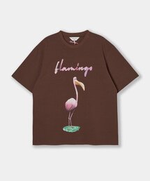 AFTERPRAY（アフタープレイ）の「Etienne Drawing Flamingo Print T-Shirt Brown（Tシャツ/カットソー・メンズ）」