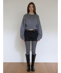 FUR BELT MICRO PANTS (BLACK)