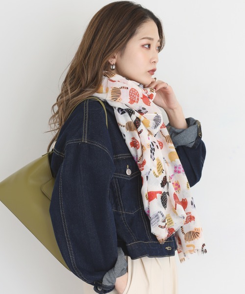 セール】ねこプリント大判ストール（ストール/ショール）｜crossi