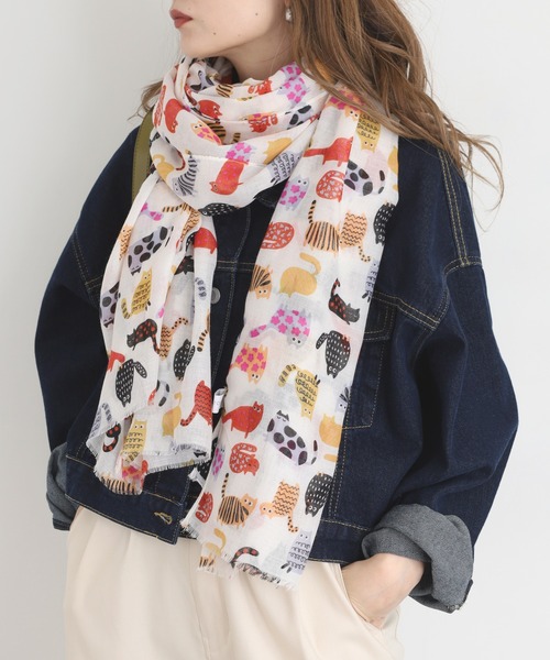 セール】ねこプリント大判ストール（ストール/ショール）｜crossi