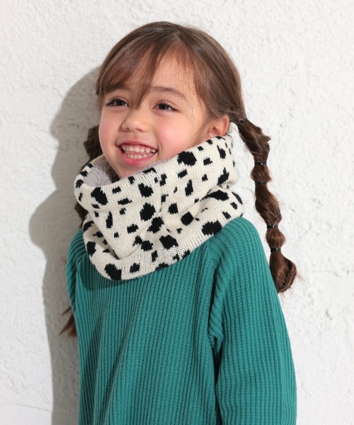 Ocean&Ground（オーシャン&グラウンド）の「ﾆｯﾄｳﾗﾎﾞｱﾏﾙﾁﾊﾟﾀｰﾝﾈｯｸｳｫｰﾏｰ（ネックウォーマー/スヌード・キッズ・ダークネイビー/グリーン/レオパード/ライトグレー/ピンク/レッド/オレンジ/アイボリー/ブラック/オフホワイト・FREE）」の2枚目の写真