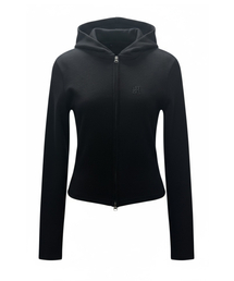 Rロゴスリムジップアップフードパーカー[ブラック]