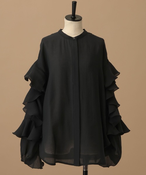 A part by（アパートバイ）の「【セレモニー】Ｃ＊フリルスリーブブラウス（シャツ/ブラウス・レディース・ブラック/アイボリー・FREE）」の2枚目の写真