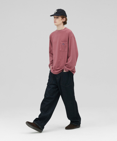 STENDS（ステンズ）の「[M~4XL] ピグメントロングスリーブポケットTシャツ_レッド（Tシャツ/カットソー・メンズ・その他・XX-LARGE/XXX-LARGE/MEDIUM/X-LARGE/XXXX-LARGE/LARGE）」の4枚目の写真