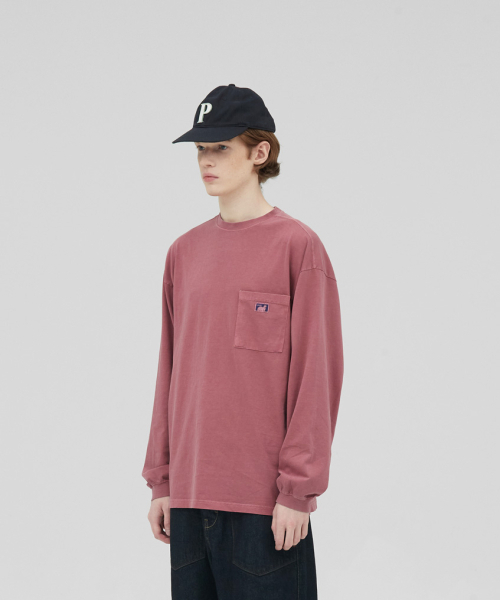 STENDS（ステンズ）の「[M~4XL] ピグメントロングスリーブポケットTシャツ_レッド（Tシャツ/カットソー・メンズ・その他・XX-LARGE/XXX-LARGE/MEDIUM/X-LARGE/XXXX-LARGE/LARGE）」の5枚目の写真