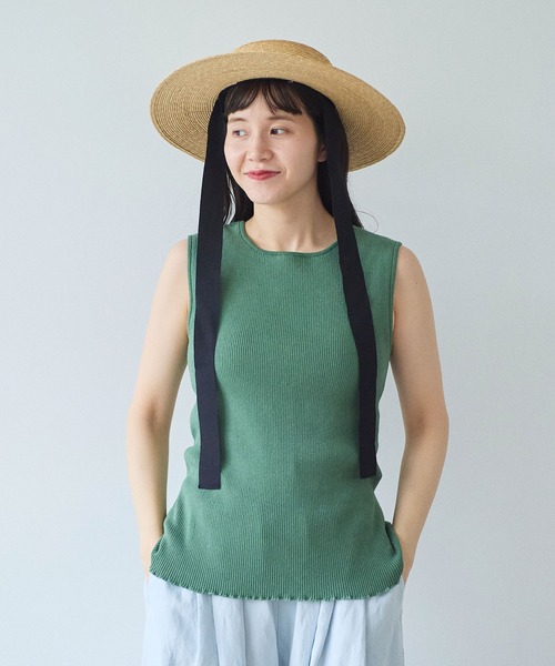 yuni(ユニ )の「●SAKURA pepper/Polyester no sleeves Knit(Tシャツ/カットソー・レディース・グリーン/イエロー/オリーブ/ブラック・FREE)」の3枚目の写真