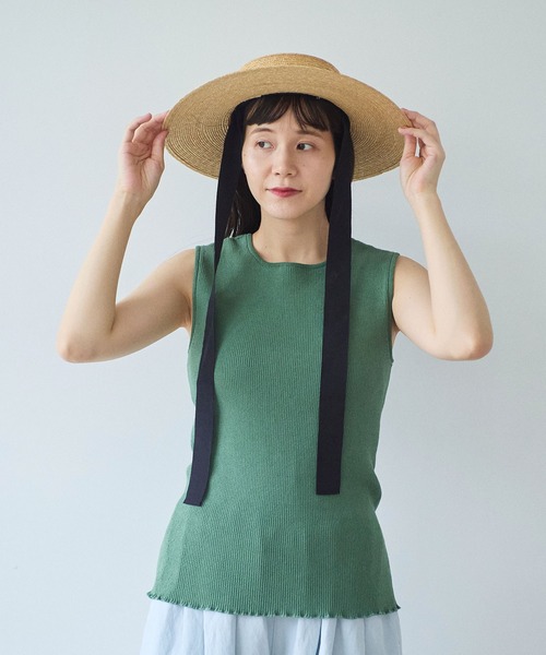 yuni(ユニ )の「●SAKURA pepper/Polyester no sleeves Knit(Tシャツ/カットソー・レディース・グリーン/イエロー/オリーブ/ブラック・FREE)」の6枚目の写真