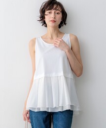 23区（ニジュウサンク）の「ナチュラルコットンベア シアーペプラム タンクトップ（タンクトップ）」