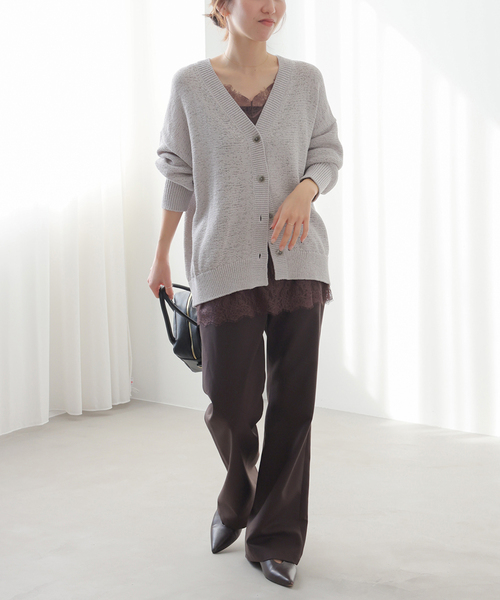JOURNAL STANDARD relume（ジャーナルスタンダード　レリューム）の「［26SS新作］テープヤーンニュアンスVカーディガン（カーディガン/ボレロ・レディース・ピンク/ブラック/アイボリー/グレー・FREE）」の13枚目の写真