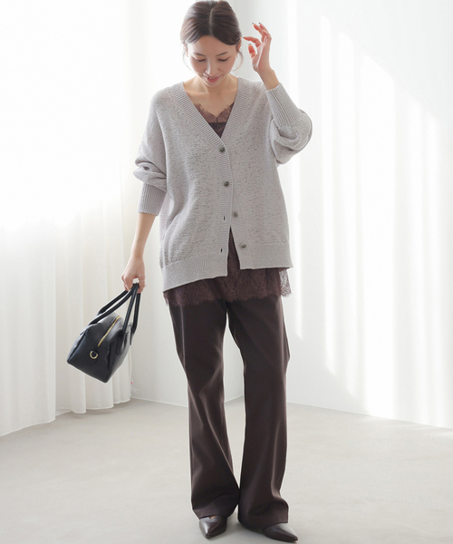 JOURNAL STANDARD relume（ジャーナルスタンダード　レリューム）の「［26SS新作］テープヤーンニュアンスVカーディガン（カーディガン/ボレロ・レディース・ピンク/ブラック/アイボリー/グレー・FREE）」の14枚目の写真