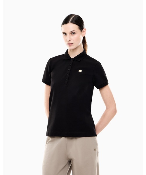 EMPORIO ARMANI EA7（エンポリオアルマーニイーエーセブン）の「<オンライン限定>【エンポリオ アルマーニ EA7】Core Lady ポロシャツ ストレッチコットンジャージー（ポロシャツ・レディース・ブラック/ホワイト/ネイビー・MEDIUM/SMALL/X-SMALL）」の2枚目の写真