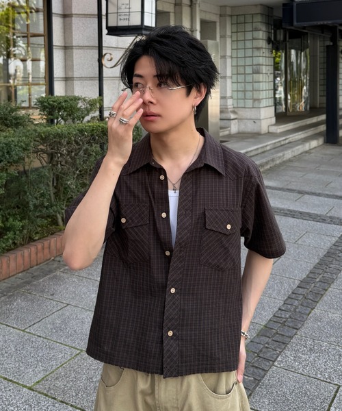 ADAMASTE(アダマスト)の「Western Check Short Shirt - ウエスタンチェックショートシャツ(シャツ/ブラウス・メンズ・ブラウン系その他/ベージュ系その他/グリーン系その他・MEDIUM/LARGE)」の2枚目の写真