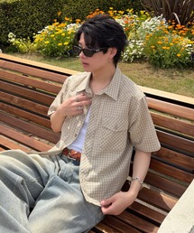 ADAMASTE(�A�_�}�X�g)��Western Check Short Shirt - �E�G�X�^���`�F�b�N�V���[�g�V���c(�V���c/�u���E�X)
