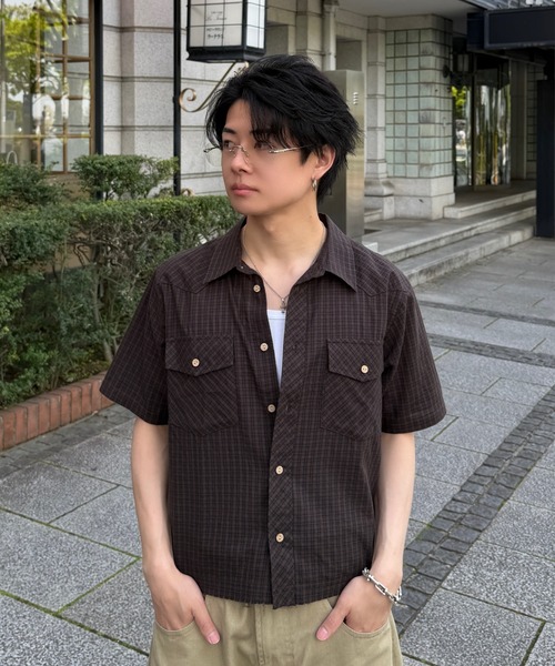 ADAMASTE(アダマスト)の「Western Check Short Shirt - ウエスタンチェックショートシャツ(シャツ/ブラウス・メンズ・ブラウン系その他/ベージュ系その他/グリーン系その他・MEDIUM/LARGE)」の9枚目の写真