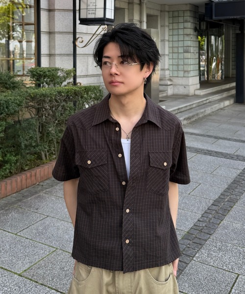 ADAMASTE(アダマスト)の「Western Check Short Shirt - ウエスタンチェックショートシャツ(シャツ/ブラウス・メンズ・ブラウン系その他/ベージュ系その他/グリーン系その他・MEDIUM/LARGE)」の10枚目の写真