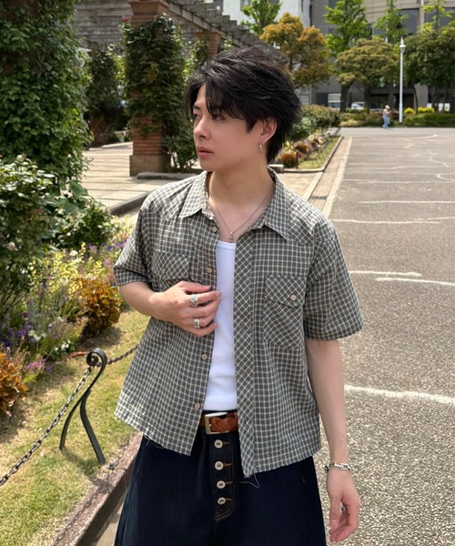 ADAMASTE(アダマスト)の「Western Check Short Shirt - ウエスタンチェックショートシャツ(シャツ/ブラウス・メンズ・ブラウン系その他/ベージュ系その他/グリーン系その他・MEDIUM/LARGE)」の6枚目の写真