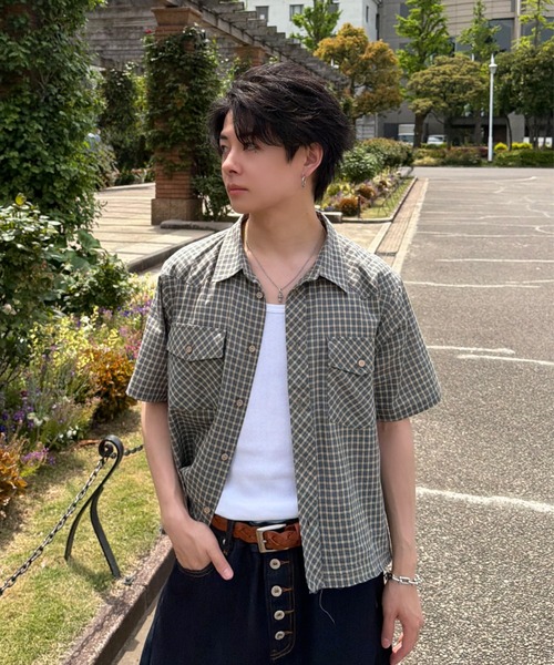 ADAMASTE(アダマスト)の「Western Check Short Shirt - ウエスタンチェックショートシャツ(シャツ/ブラウス・メンズ・ブラウン系その他/ベージュ系その他/グリーン系その他・MEDIUM/LARGE)」の7枚目の写真