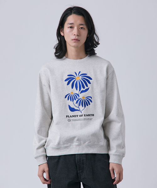B.C STOCK（ベーセーストック）の「【PLANET OF EARTH】 ビッグフラワーエンブロイダリースウェット（スウェット・メンズ・アイボリー/オートミール/チャコールグレー/グレー・MEDIUM/LARGE）」の18枚目の写真