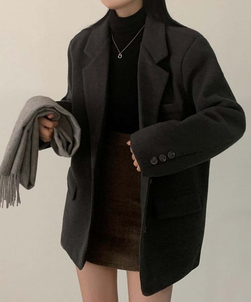 MAISON DE THERESE(メゾン ド テレーズ)の「ミドル丈 ルーズシルエットテーラードジャケット(テーラードジャケット・レディース・ブラック/ベージュ・FREE)」の2枚目の写真
