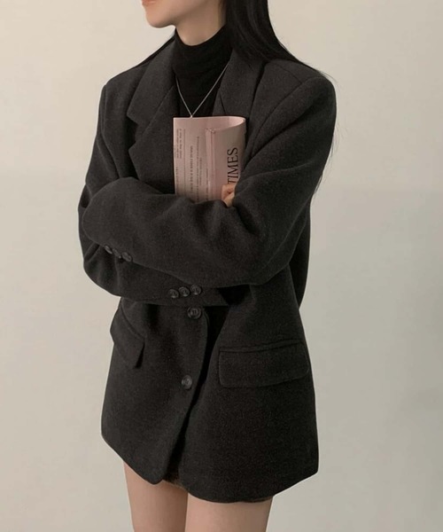 MAISON DE THERESE(メゾン ド テレーズ)の「ミドル丈 ルーズシルエットテーラードジャケット(テーラードジャケット・レディース・ブラック/ベージュ・FREE)」の12枚目の写真