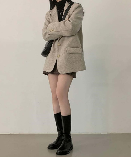 MAISON DE THERESE(メゾン ド テレーズ)の「ミドル丈 ルーズシルエットテーラードジャケット(テーラードジャケット・レディース・ブラック/ベージュ・FREE)」の7枚目の写真