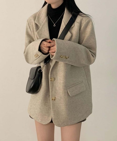 MAISON DE THERESE(メゾン ド テレーズ)の「ミドル丈 ルーズシルエットテーラードジャケット(テーラードジャケット・レディース・ブラック/ベージュ・FREE)」の8枚目の写真