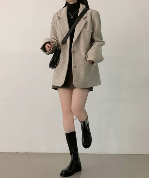 MAISON DE THERESE(メゾン ド テレーズ)の「ミドル丈 ルーズシルエットテーラードジャケット(テーラードジャケット・レディース・ブラック/ベージュ・FREE)」の10枚目の写真