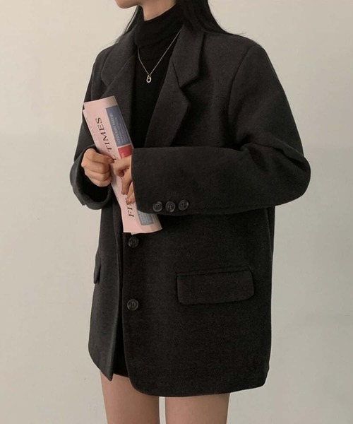 MAISON DE THERESE(メゾン ド テレーズ)の「ミドル丈 ルーズシルエットテーラードジャケット(テーラードジャケット・レディース・ブラック/ベージュ・FREE)」の13枚目の写真