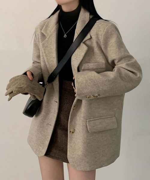 MAISON DE THERESE(メゾン ド テレーズ)の「ミドル丈 ルーズシルエットテーラードジャケット(テーラードジャケット・レディース・ブラック/ベージュ・FREE)」の4枚目の写真