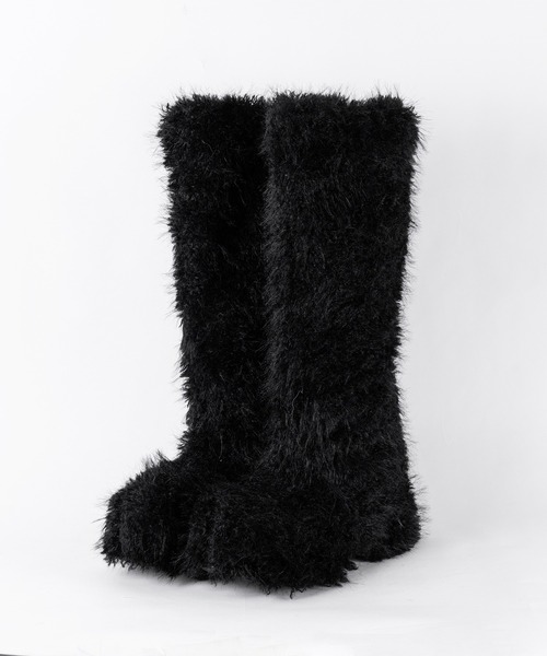 me+em select(ミームセレクト)の「※※【 2color 】厚底フェイクシャギーファーロングブーツ / platform fake shaggy fur long boots(ブーツ・レディース・アイボリー/ブラック・39/38/37)」の9枚目の写真