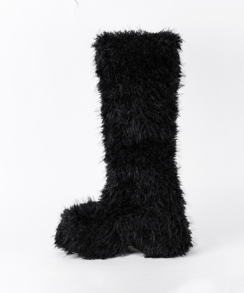 me+em select(ミームセレクト)の「※※【 2color 】厚底フェイクシャギーファーロングブーツ / platform fake shaggy fur long boots(ブーツ・レディース・アイボリー/ブラック・39/38/37)」の10枚目の写真
