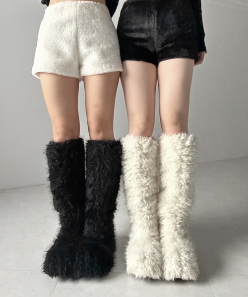 me+em select(ミームセレクト)の「※※【 2color 】厚底フェイクシャギーファーロングブーツ / platform fake shaggy fur long boots(ブーツ・レディース・アイボリー/ブラック・39/38/37)」の20枚目の写真