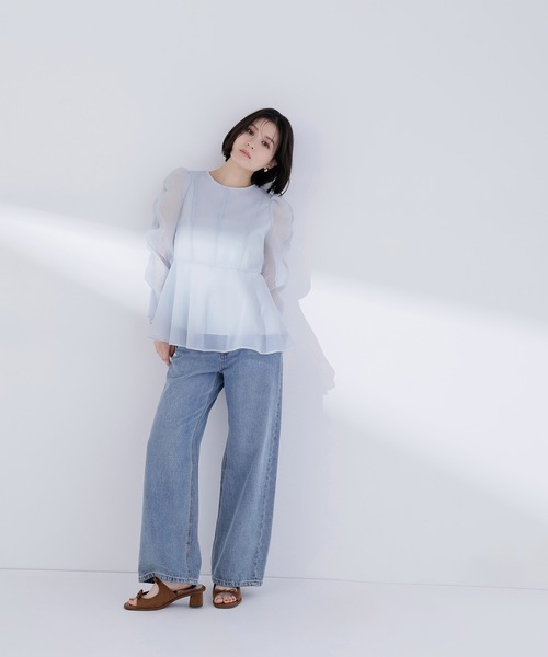 NATURAL BEAUTY BASIC(ナチュラルビューティーベーシック)の「◇シアーペプラムブラウス(シャツ/ブラウス・レディース・ラベンダー/チャコールグレー/オフホワイト/ブルー・SMALL/MEDIUM)」の18枚目の写真