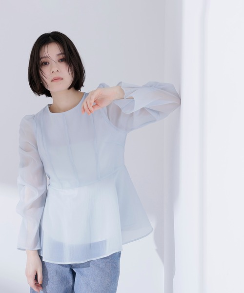 NATURAL BEAUTY BASIC(ナチュラルビューティーベーシック)の「◇シアーペプラムブラウス(シャツ/ブラウス・レディース・ラベンダー/チャコールグレー/オフホワイト/ブルー・SMALL/MEDIUM)」の19枚目の写真