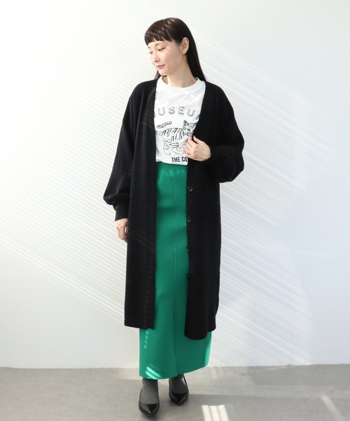 Three Four Time（ｽﾘｰﾌｫｰﾀｲﾑ）の「バルーン袖ロングカーディガン（スウェット・レディース・ブラック・FREE）」の2枚目の写真