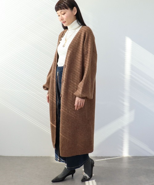 Three Four Time（ｽﾘｰﾌｫｰﾀｲﾑ）の「バルーン袖ロングカーディガン（スウェット・レディース・ブラック・FREE）」の7枚目の写真