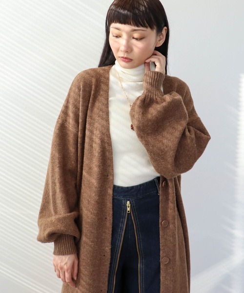 Three Four Time（ｽﾘｰﾌｫｰﾀｲﾑ）の「バルーン袖ロングカーディガン（スウェット・レディース・ブラック・FREE）」の9枚目の写真