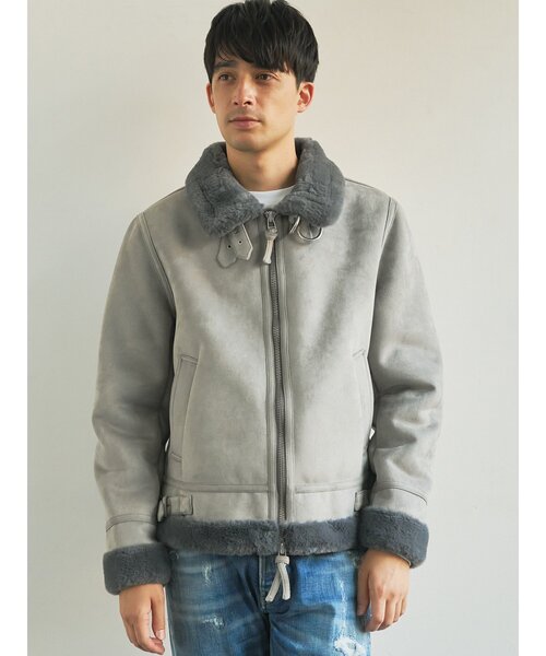 g-stage（ジーステージ）の「【G-STAGE】 スエードフェイクムートンブルゾン（ブルゾン・メンズ・ブラック/ライトグレー・46/50/48）」の2枚目の写真