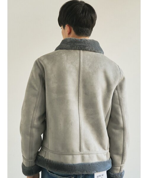 g-stage（ジーステージ）の「【G-STAGE】 スエードフェイクムートンブルゾン（ブルゾン・メンズ・ブラック/ライトグレー・46/50/48）」の3枚目の写真