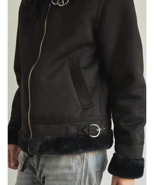 g-stage（ジーステージ）の「【G-STAGE】 スエードフェイクムートンブルゾン（ブルゾン・メンズ・ブラック/ライトグレー・46/50/48）」の8枚目の写真