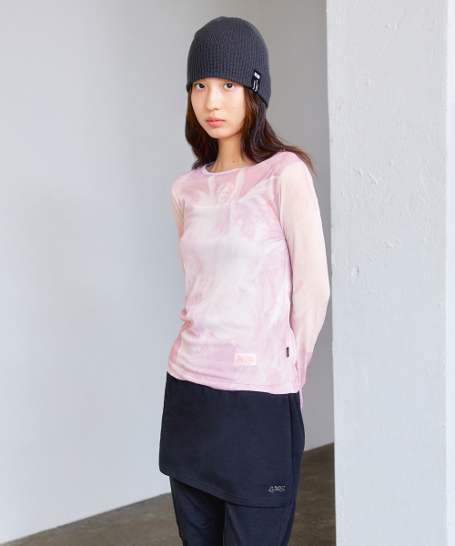 LMCの「WM PRINTED MESH LONG SLV TEE pink(Tシャツ/カットソー・レディース・その他・S/M)」の1枚目の写真